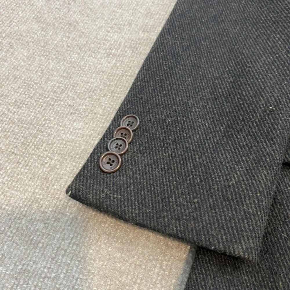Banana Republic Coat Mens Small Gray Herringbone Wool Blend Overcoat Lined